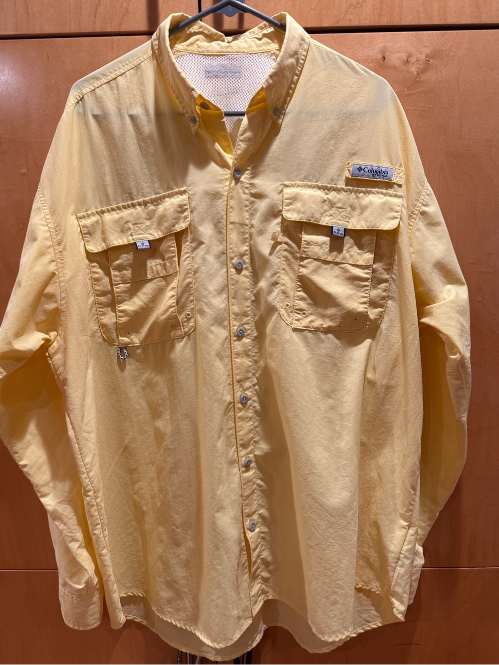 Columbia Pale Yellow Long-Sleeve Outdoor Performance Vented Button-Up : 2XL